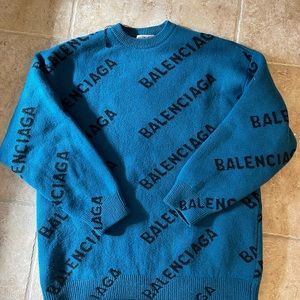 Balenciaga Intarsia Knit Logo Sweater Xs NWT